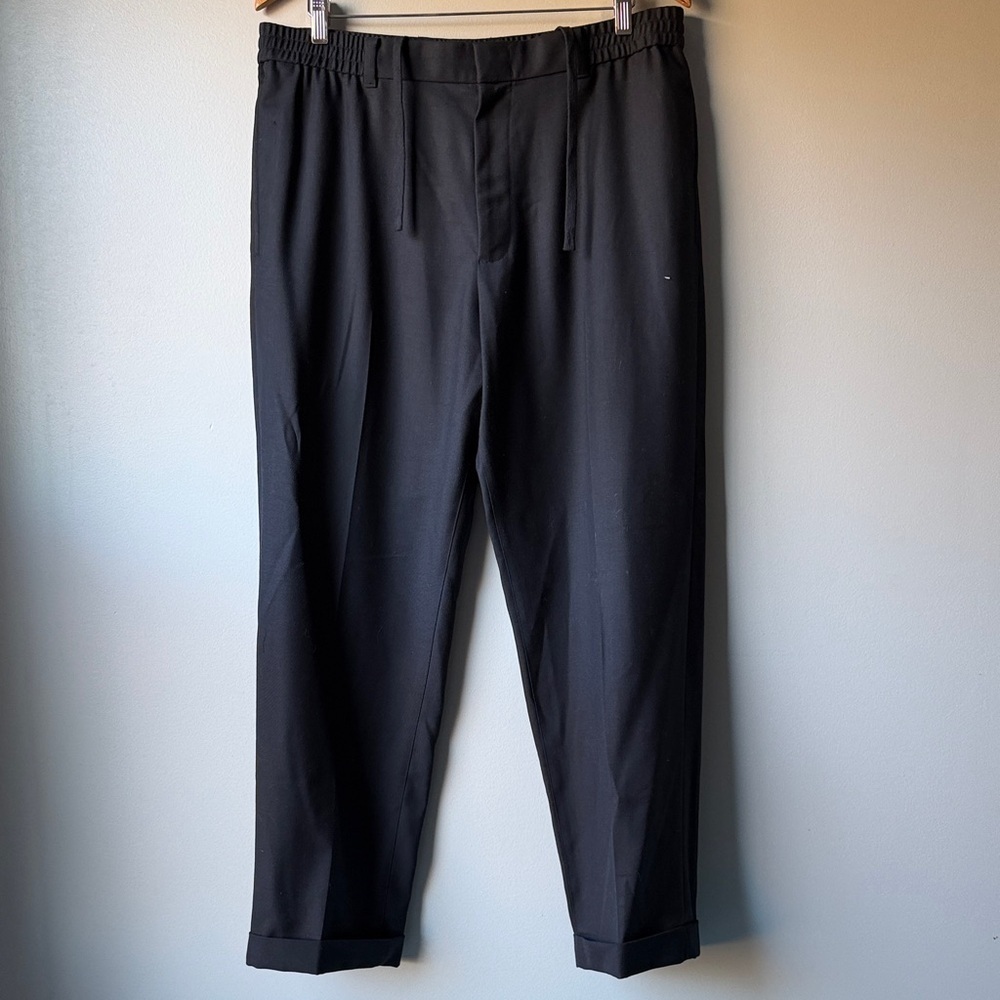 NWT‼️COS TURN-UP WOOL-BLEND STRAIGHT-LEG PANTS NAVY size 38R